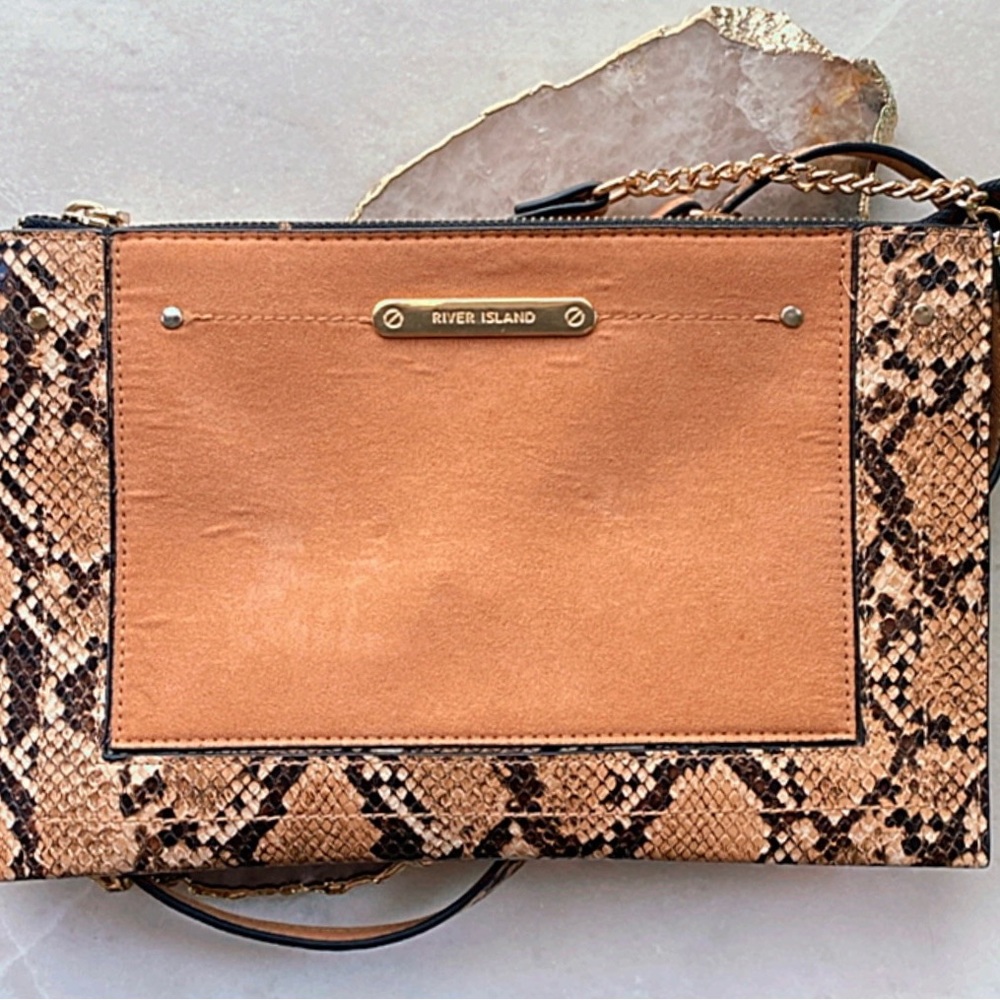 River Island PU snakeskin PU suede Crossbody bag